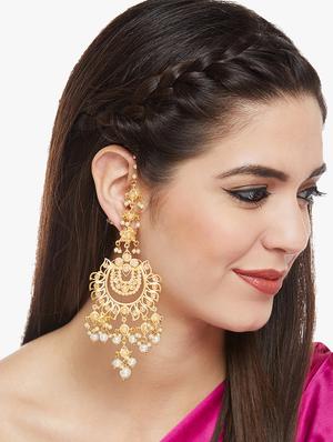 gold metal chandballi earring - 16780246 - Standard Image - 4