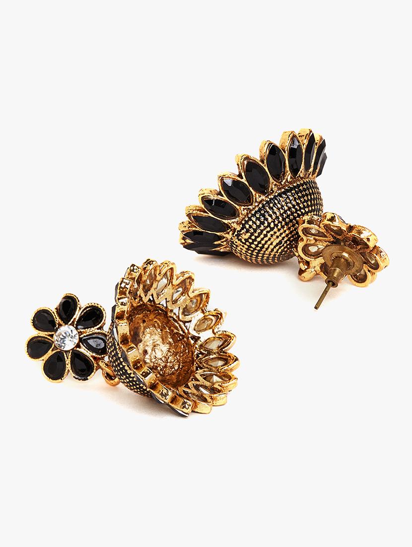 black metal jhumka earring - 16780251 - Zoom Image - 3