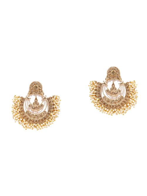 gold metal chandballi earring - 16780255 - Standard Image - 1
