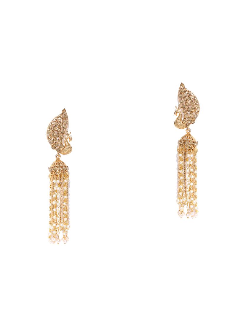 gold metal jhumka earring - 16780264 - Zoom Image - 2