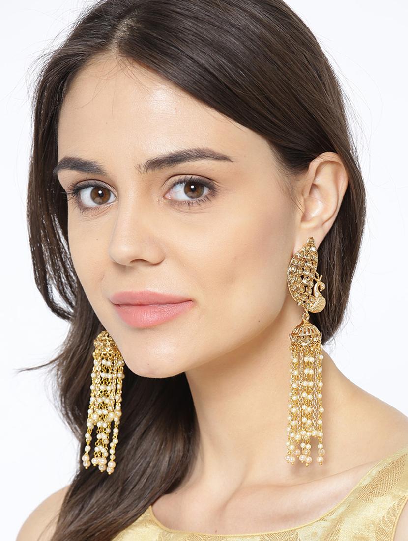 gold metal jhumka earring - 16780264 - Zoom Image - 4