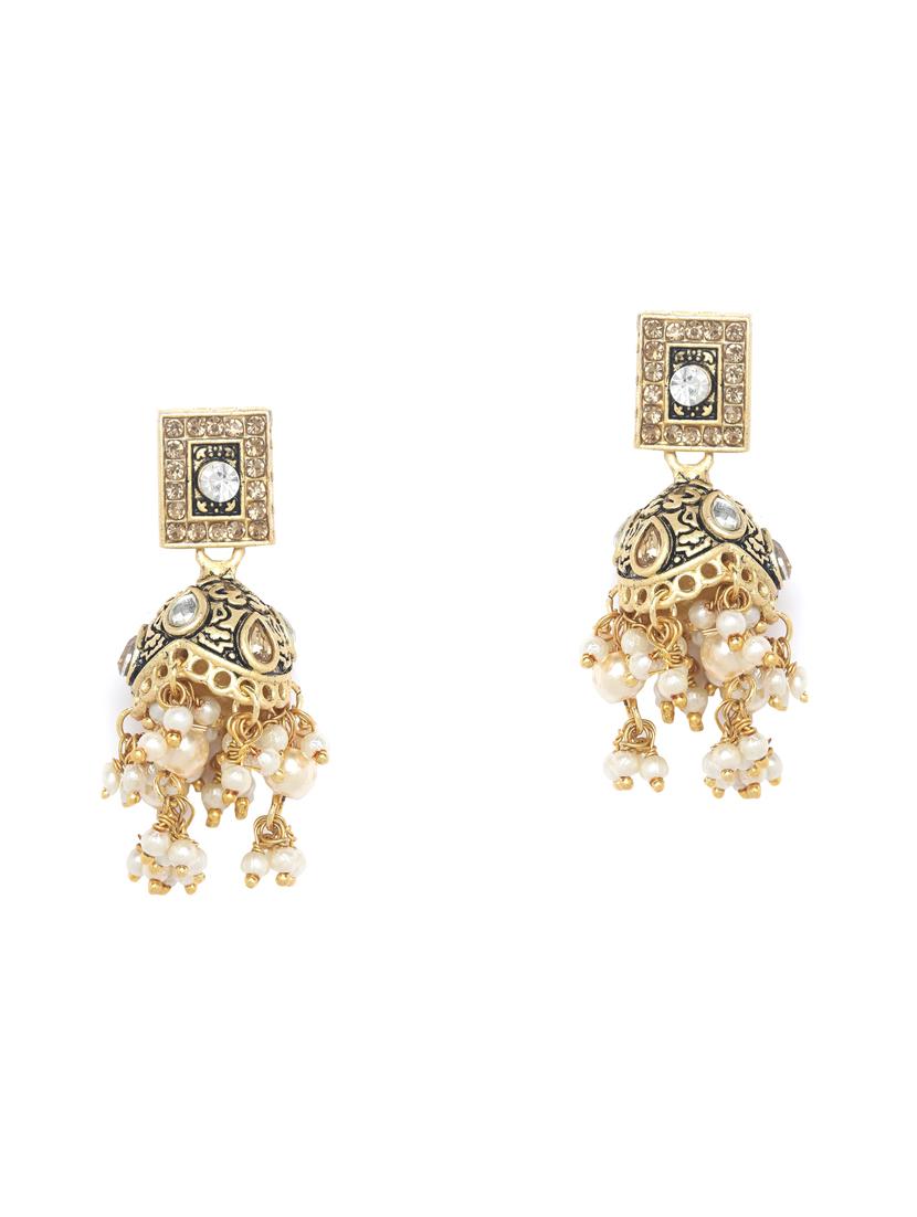 black metal jhumka earring - 16780269 - Zoom Image - 2