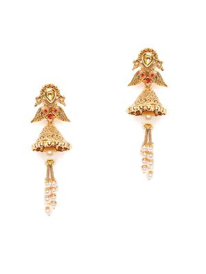 gold metal jhumka earring - 16780271 - Standard Image - 2