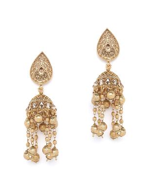 gold brass jhumka earring - 16780272 - Standard Image - 2