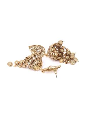 gold brass jhumka earring - 16780272 - Standard Image - 3