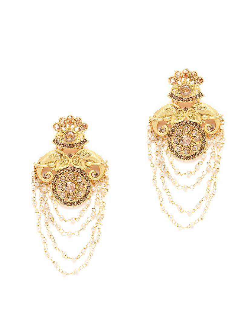 gold brass drop earring - 16780273 - Zoom Image - 2