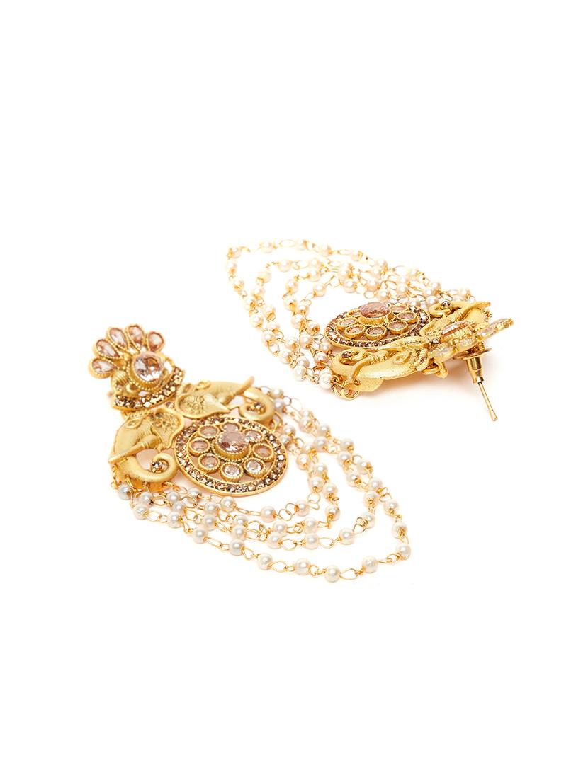 gold brass drop earring - 16780273 - Zoom Image - 3