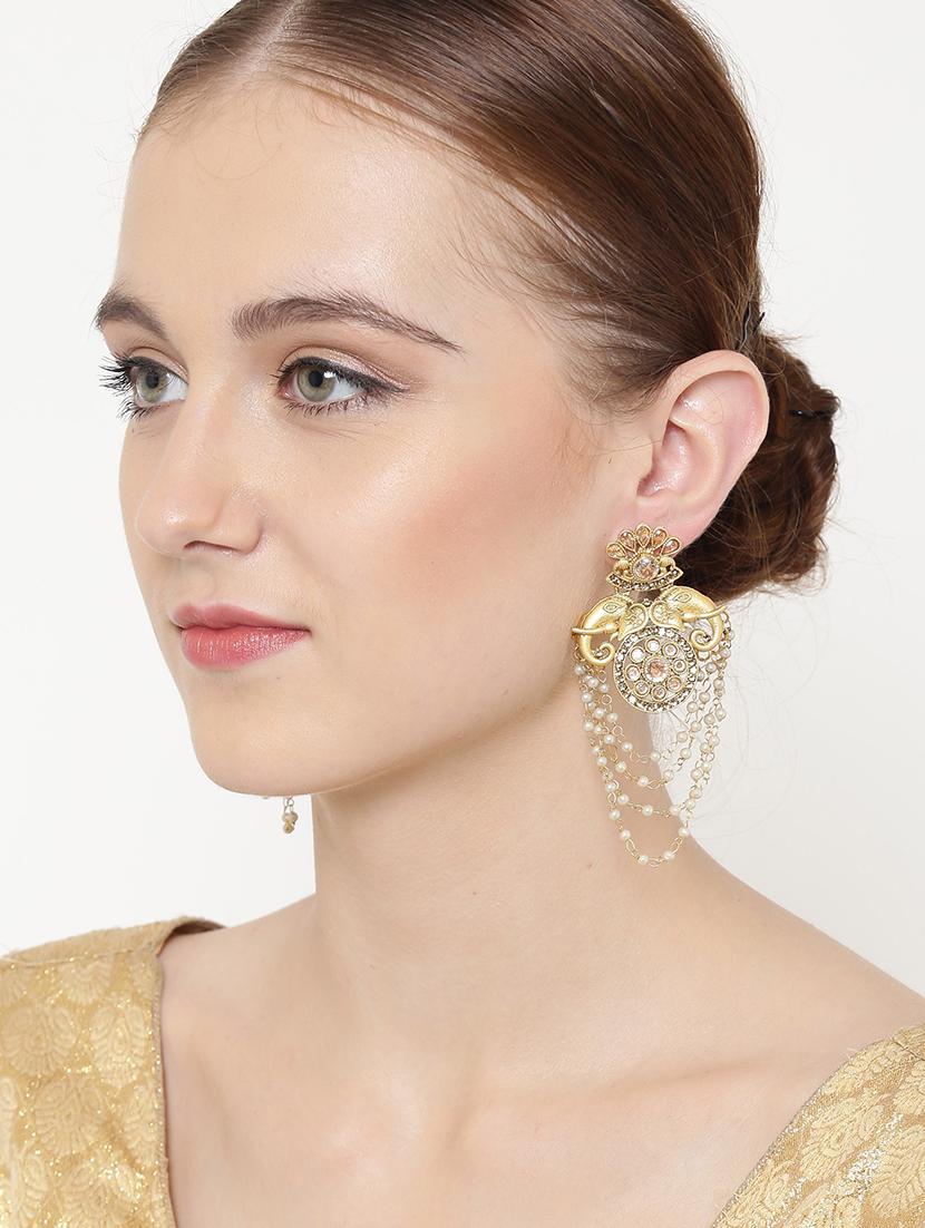 gold brass drop earring - 16780273 - Zoom Image - 4