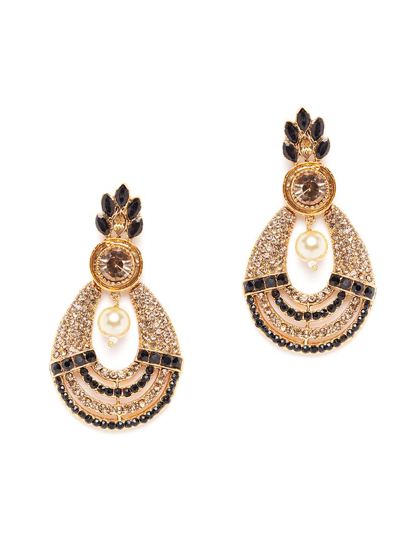 black gold tone brass drop earring - 16780274 - Zoom Image - 2