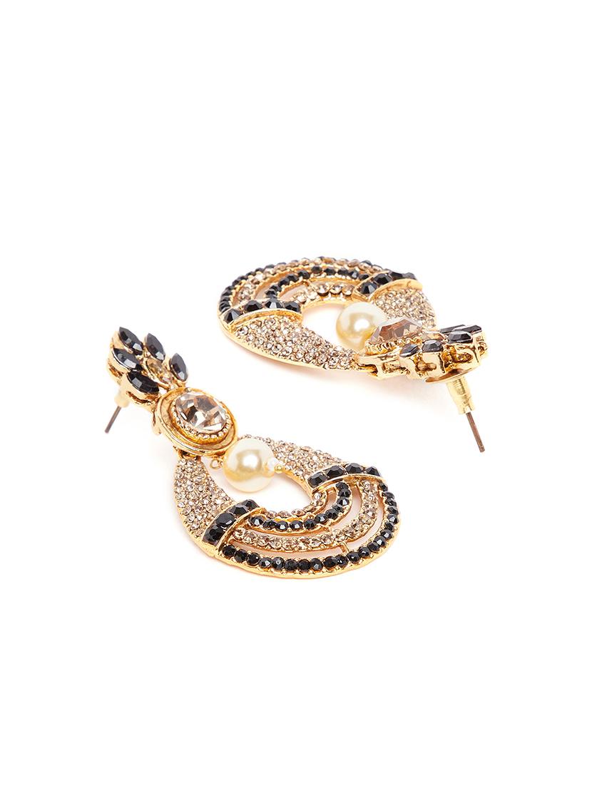 black gold tone brass drop earring - 16780274 - Zoom Image - 3