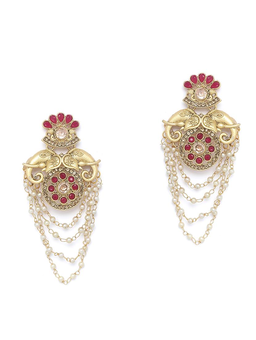 red gold tone brass drop earring - 16780276 - Zoom Image - 1