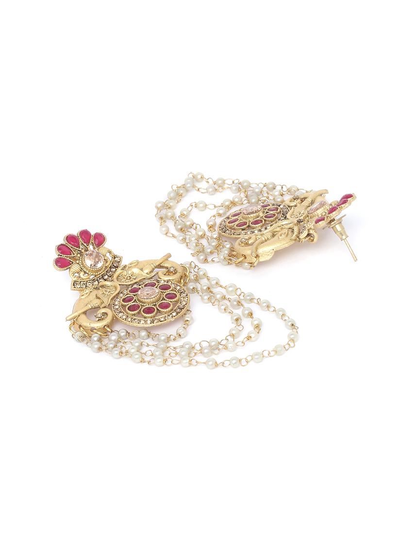 red gold tone brass drop earring - 16780276 - Zoom Image - 2