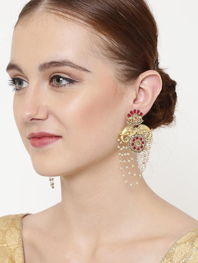 red gold tone brass drop earring - 16780276 - Zoom Image - 3