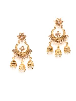 gold brass jhumka earring - 16780283 - Standard Image - 2
