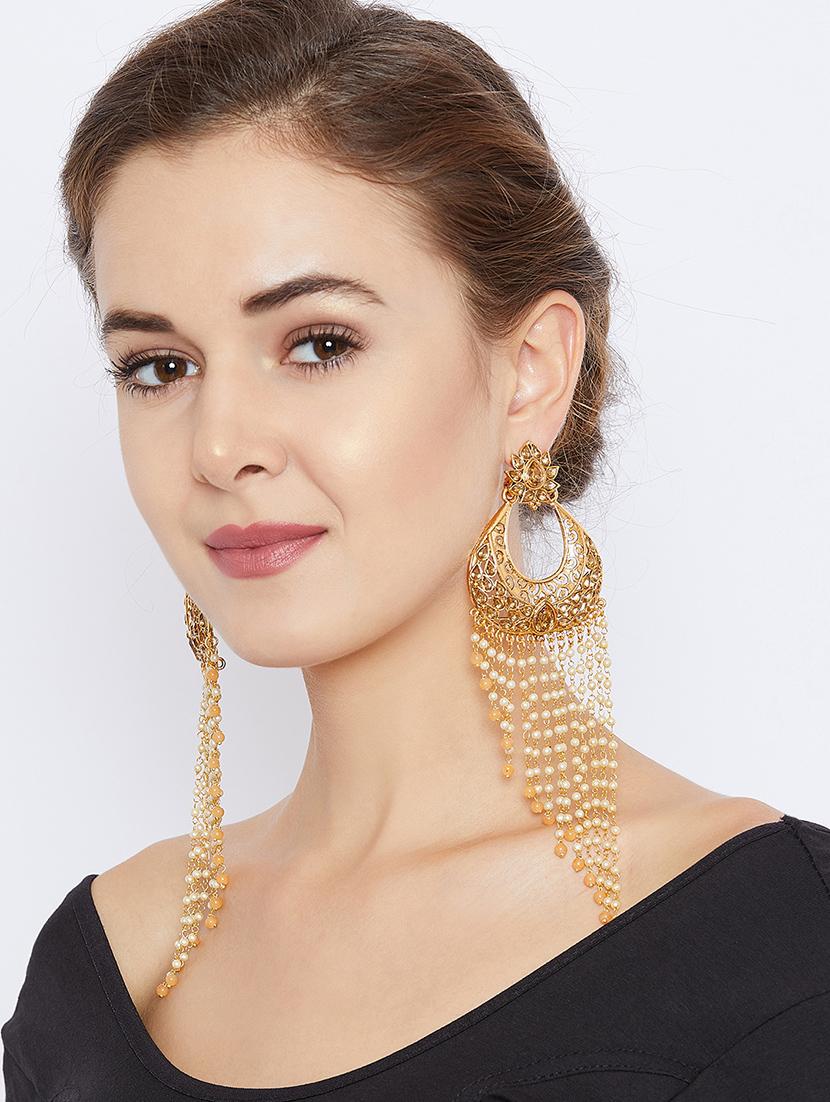 gold brass chandballi earring - 16780284 - Zoom Image - 4