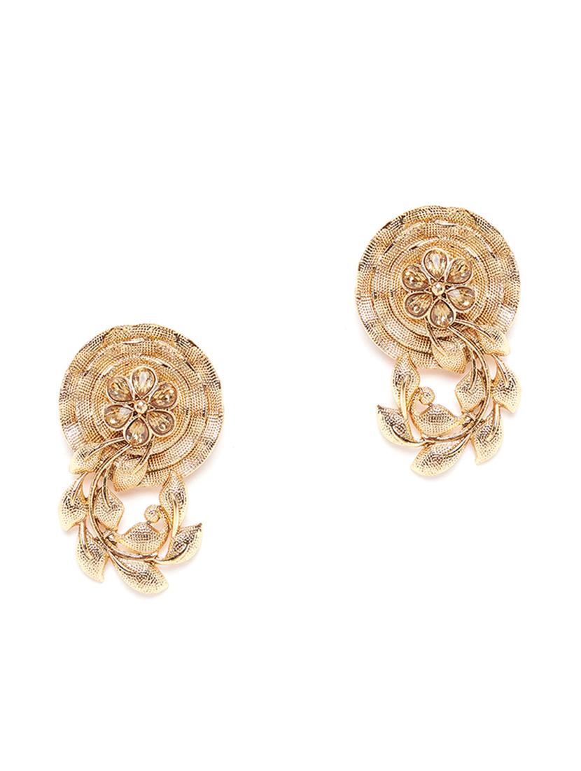 gold brass drop earring - 16780292 - Zoom Image - 2