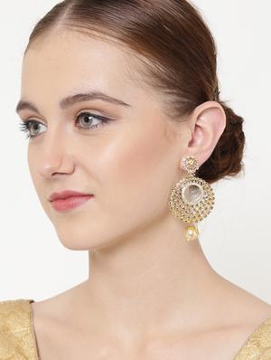 gold brass drop earring - 16780301 - Standard Image - 4