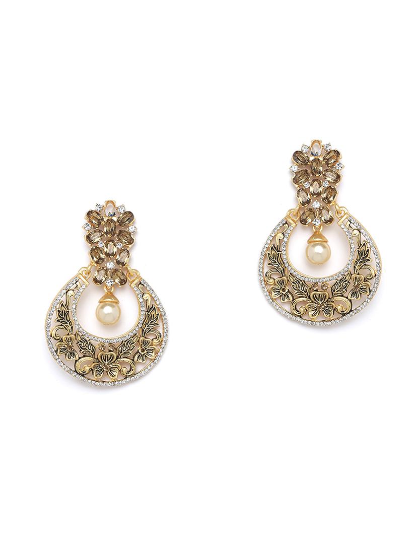 gold brass chandballi earring - 16780304 - Zoom Image - 2
