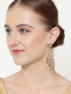 gold brass drop earring - 16780306 - Standard Image - 4