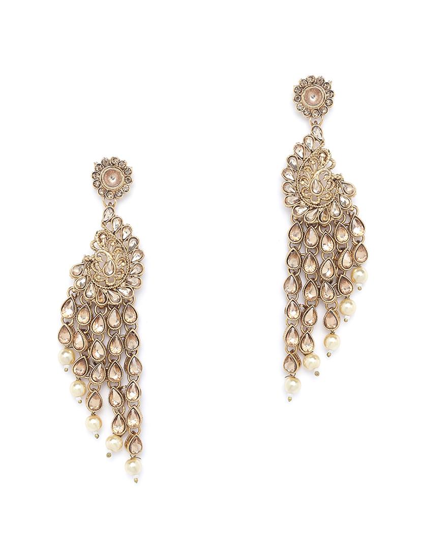 gold brass drop earring - 16780306 - Zoom Image - 2