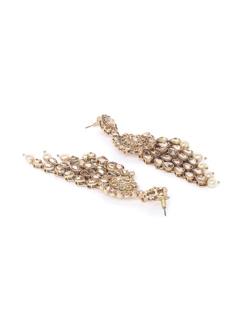 gold brass drop earring - 16780306 - Zoom Image - 3