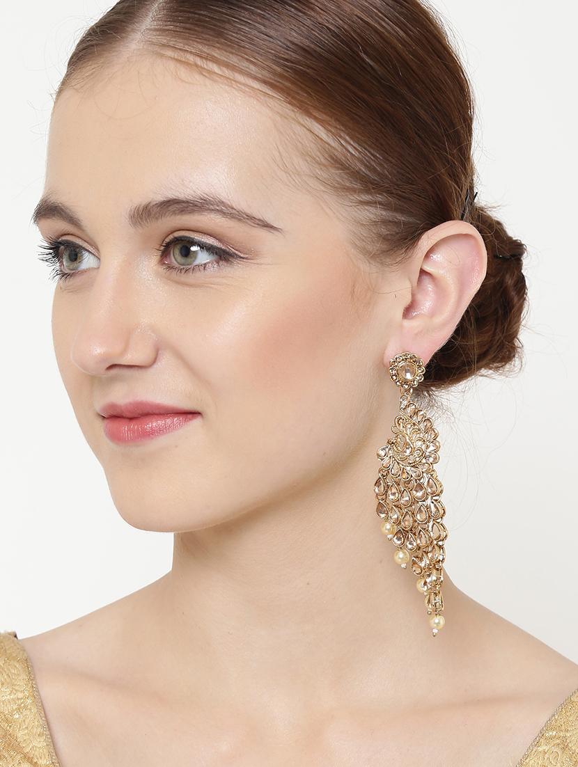 gold brass drop earring - 16780306 - Zoom Image - 4