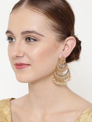 white brass chandballi earring - 16780314 - Standard Image - 4