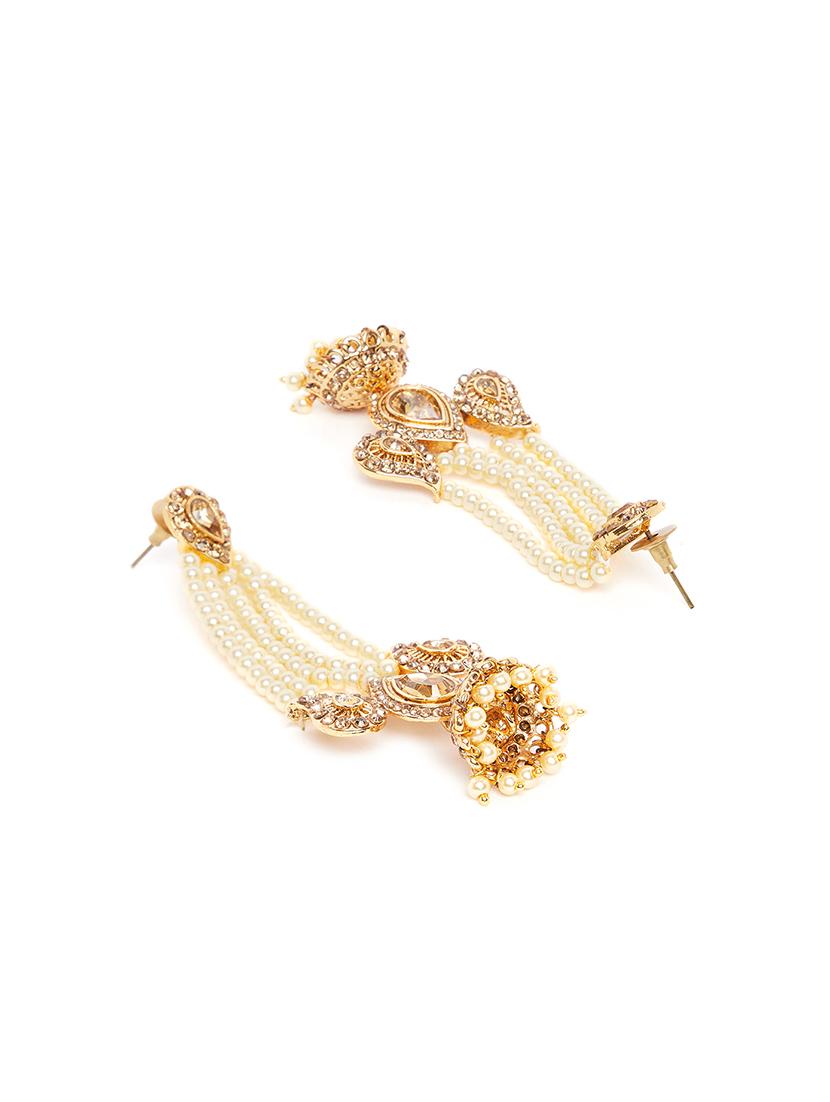 gold metal jhumka earring - 16780317 - Zoom Image - 3