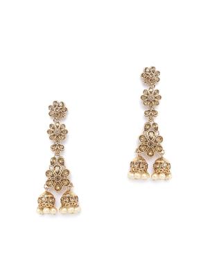 gold brass jhumka earring - 16780328 - Standard Image - 2