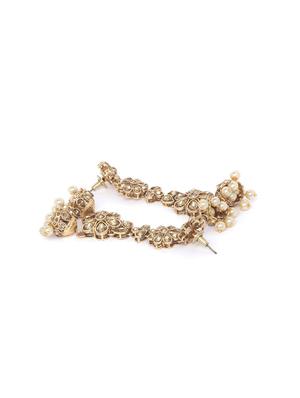 gold brass jhumka earring - 16780328 - Standard Image - 3