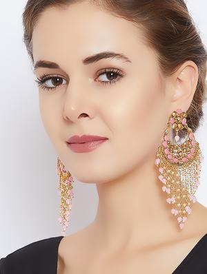 pink brass chandballi earring - 16780329 - Standard Image - 4