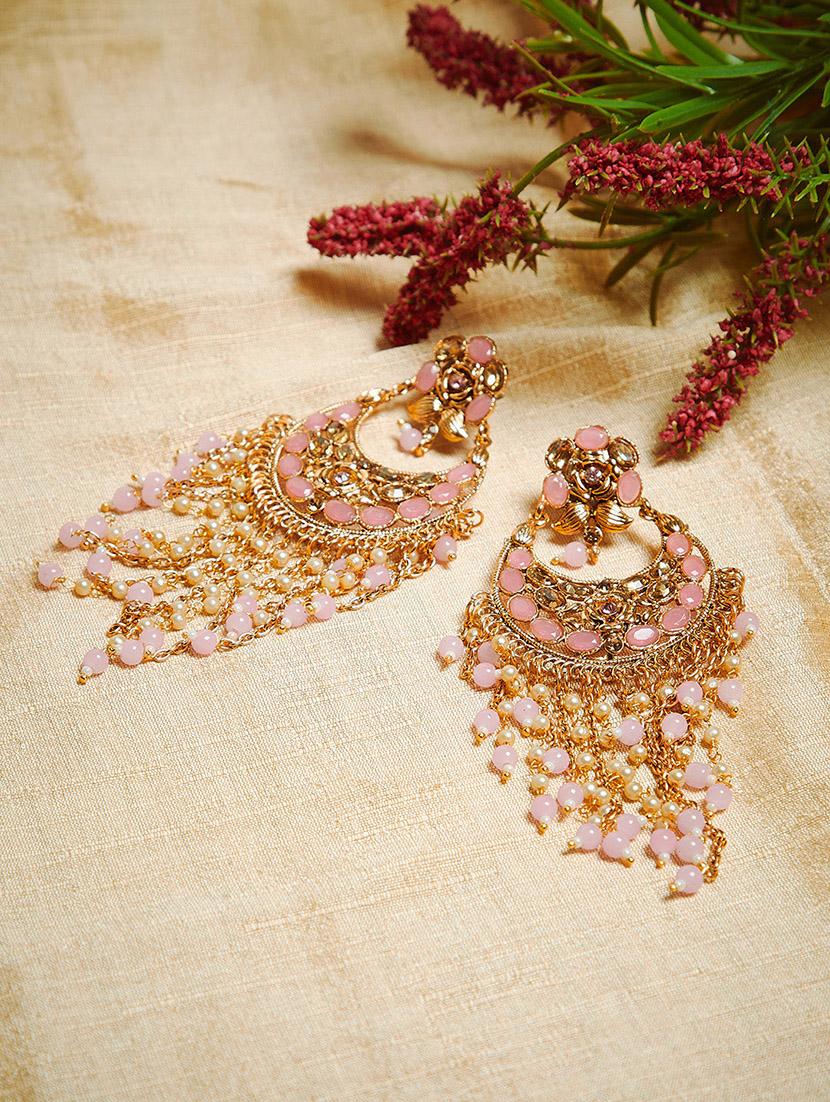 pink brass chandballi earring - 16780329 - Zoom Image - 1