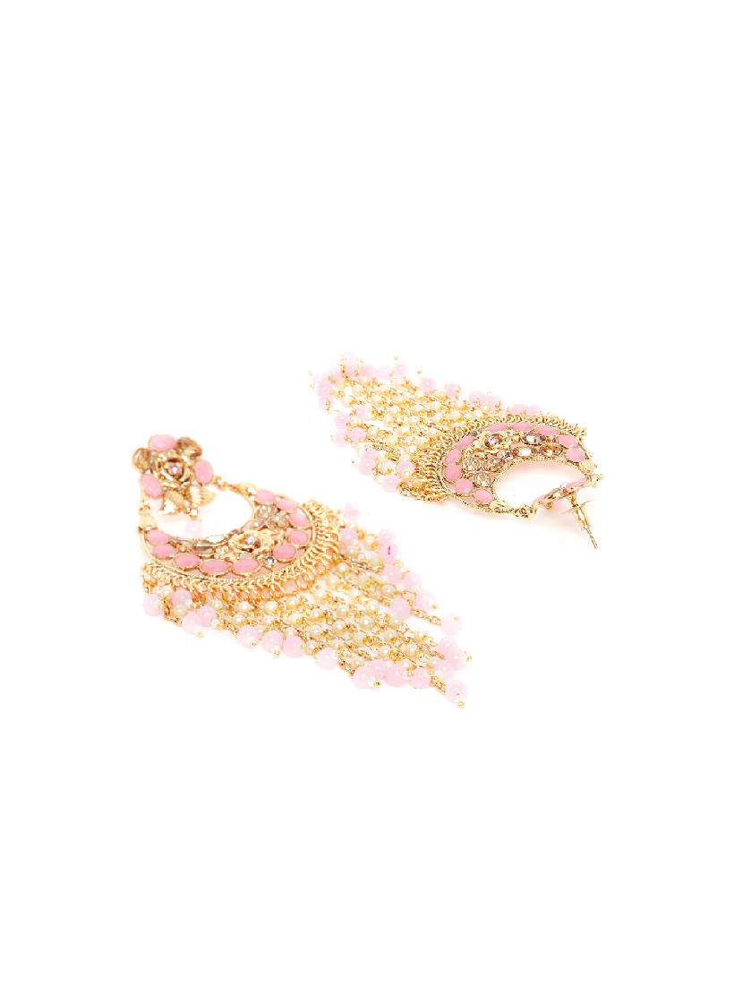 pink brass chandballi earring - 16780329 - Zoom Image - 3