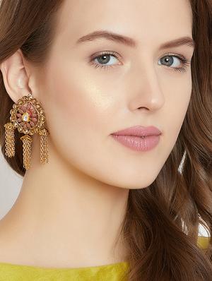 red metal jhumka earring - 16780346 - Standard Image - 4