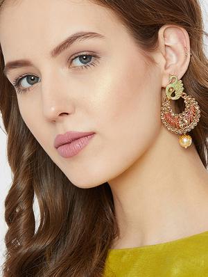 gold metal chandballi earring - 16780349 - Standard Image - 3