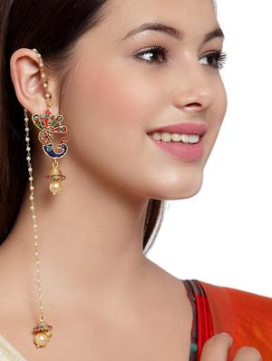 multi colored metal drop earring - 16780366 - Standard Image - 3