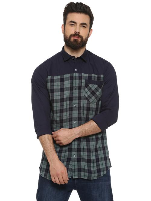 blue checkered casual shirt - 16780374 - Standard Image - 1