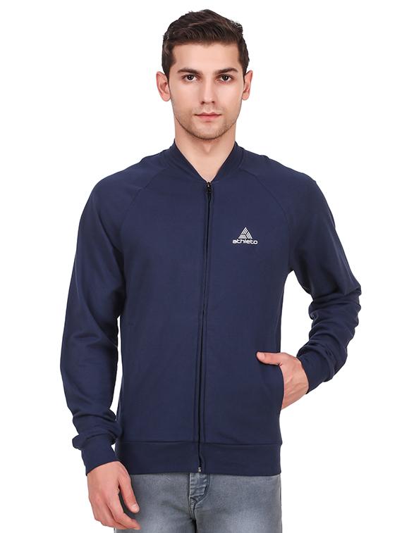 navy blue solid casual jacket - 16780460 - Zoom Image - 1