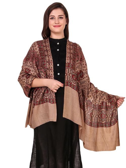 beige poly cotton shawl - 16780579 - Very Small Image - 1