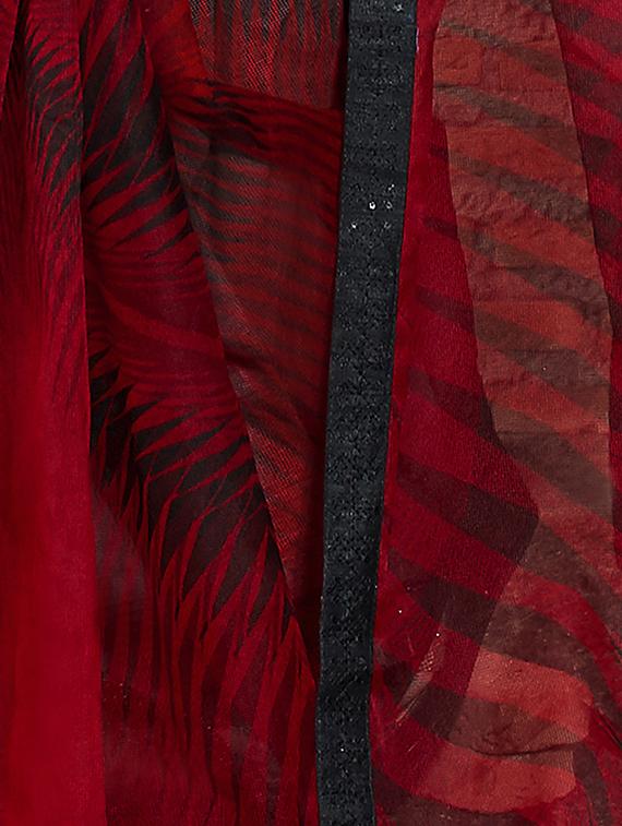 lace detailed printed saree with blouse - 16780745 - Zoom Image - 2