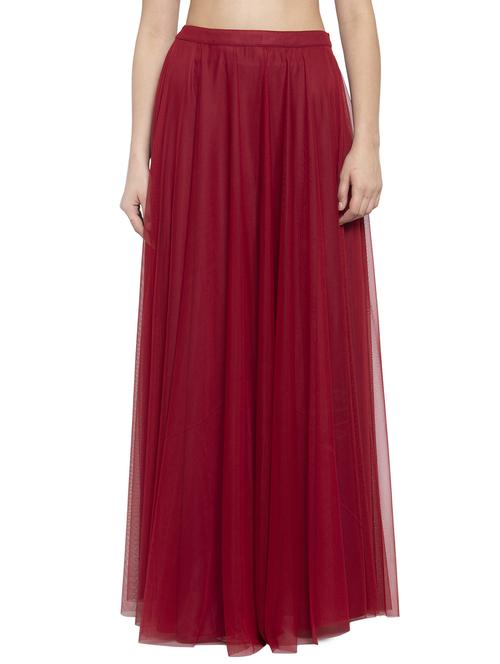 high rise solid net a-line skirt - 16780839 - Standard Image - 1