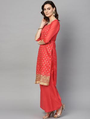 embroidered unstitched palazzo suit set - 16781095 - Standard Image - 2
