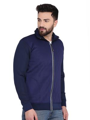navy blue solid casual jacket - 16782864 - Standard Image - 2
