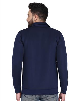 navy blue solid casual jacket - 16782864 - Standard Image - 3