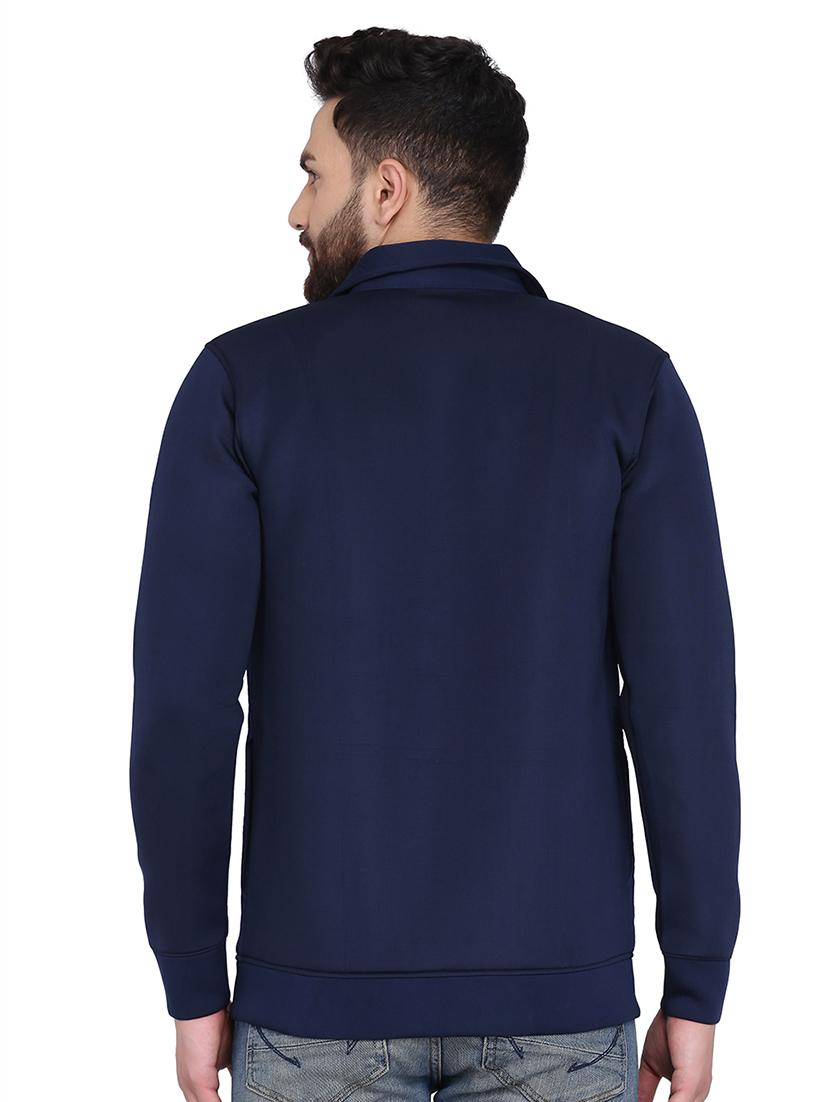 navy blue solid casual jacket - 16782864 - Zoom Image - 3