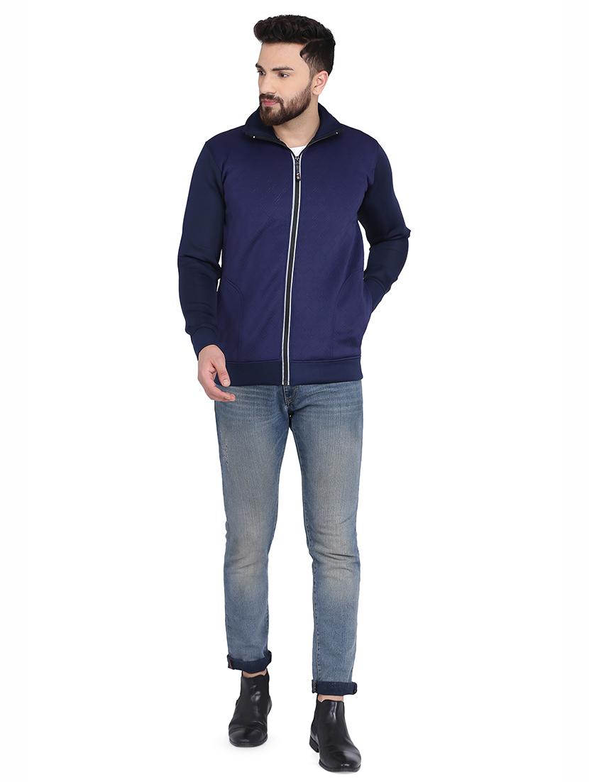 navy blue solid casual jacket - 16782864 - Zoom Image - 4