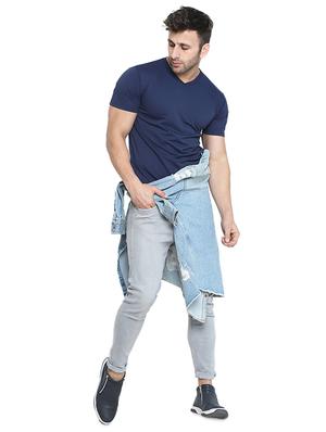navy blue solid t-shirt - 16782963 - Standard Image - 4
