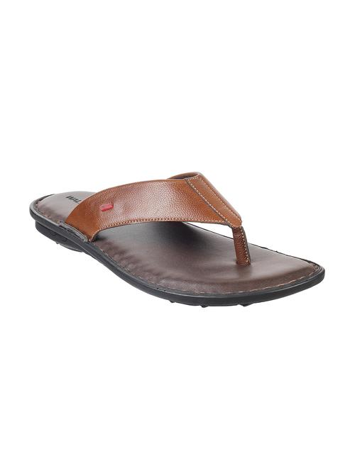 tan leather toe separator slippers - 16783049 - Standard Image - 1