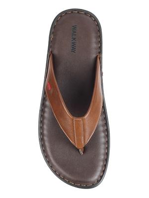 tan leather toe separator slippers - 16783049 - Standard Image - 4
