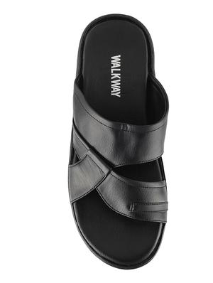 black leather slip on slippers - 16783067 - Standard Image - 4